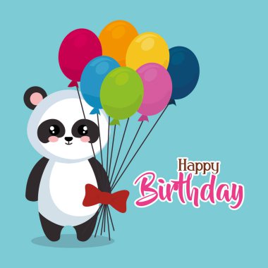 sevimli ayı panda helyum balonlar ile