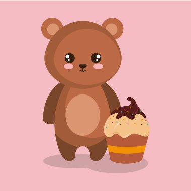 sevimli ayı teddy ile cupcake