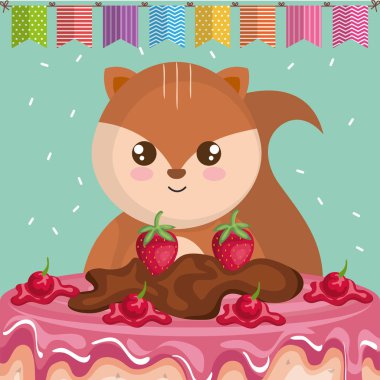 tatlı pasta ile şirin ve küçük sincap