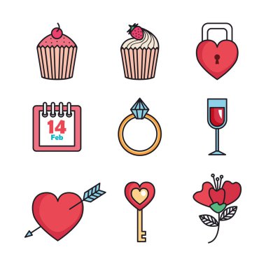 mutlu sevgililer günü Icons set