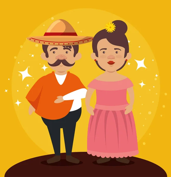 Mariachi man with woman together to celebrate day of the dead — Stock Vector