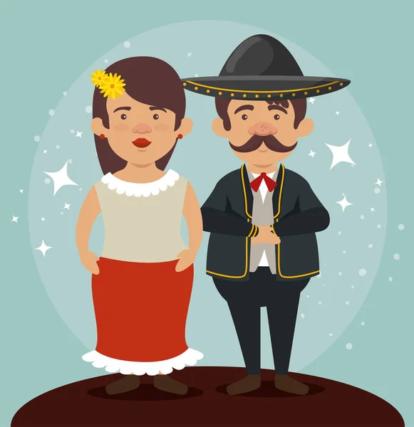 Mariachi man en vrouw te vieren dag van de doden — Stockvector