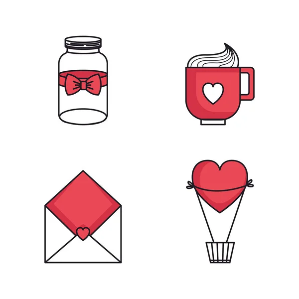 Set iconen van gelukkige valentines dag — Stockvector