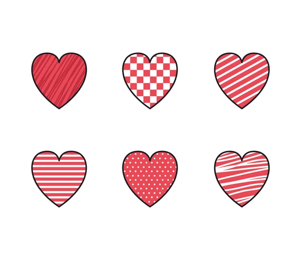Jogo de corações e cartão de dia de Valentim — Vetor de Stock