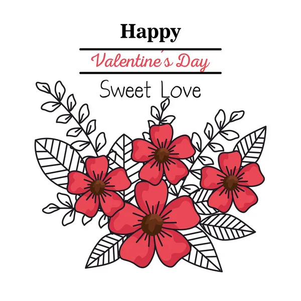Valentines day card with flowers — Stock Vector