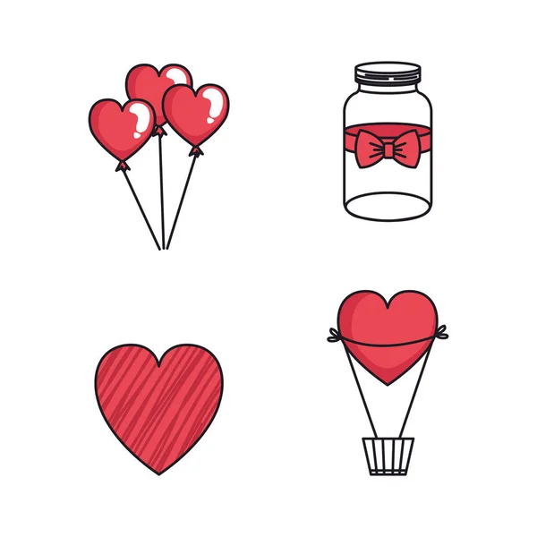 Establecer iconos de feliz día de San Valentín — Vector de stock