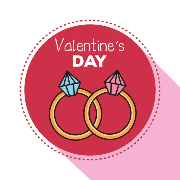 Valentines day card with rings and diamond — Stock Vector
