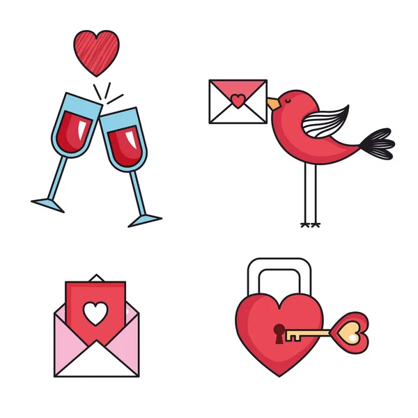 Ställa in ikoner av glad Alla hjärtans dag — Stock vektor