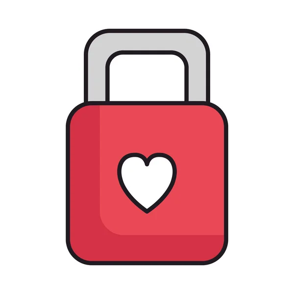 Padlock met hart love pictogram — Stockvector