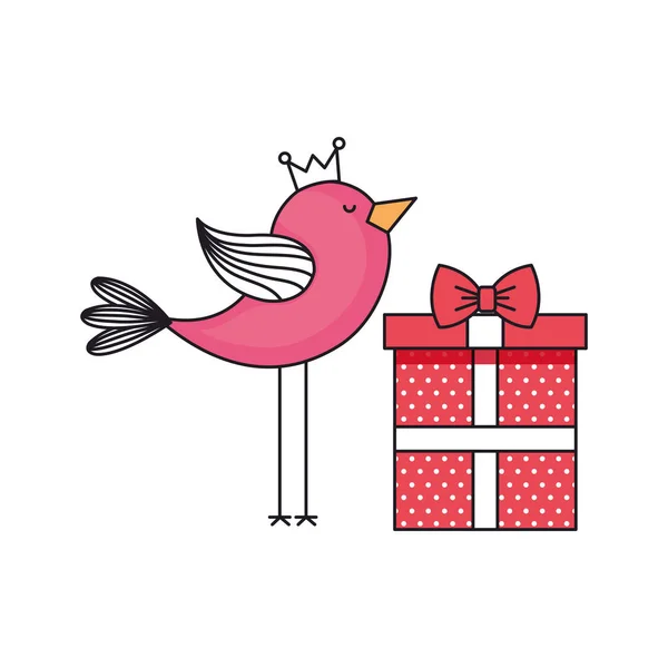 Pájaro con regalo caja regalo — Archivo Imágenes Vectoriales