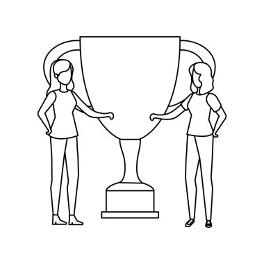 Trophy Kupası Ödülü ile iş kızlar