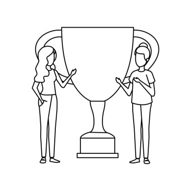 Trophy Kupası Ödülü ile iş kızlar