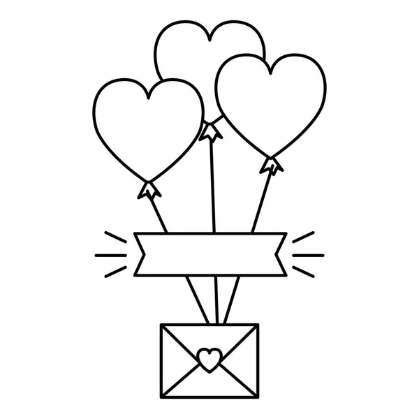 Envelope com coração e balões de hélio —  Vetores de Stock