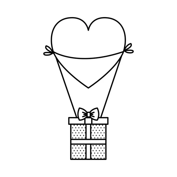 Gift box present with heart floating — Stock Vector