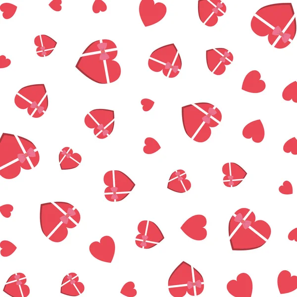 Cajas de regalo con patrón de forma de corazones — Vector de stock