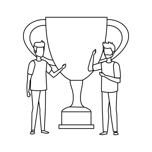 Trophy cup award med affärsmän — Stock vektor