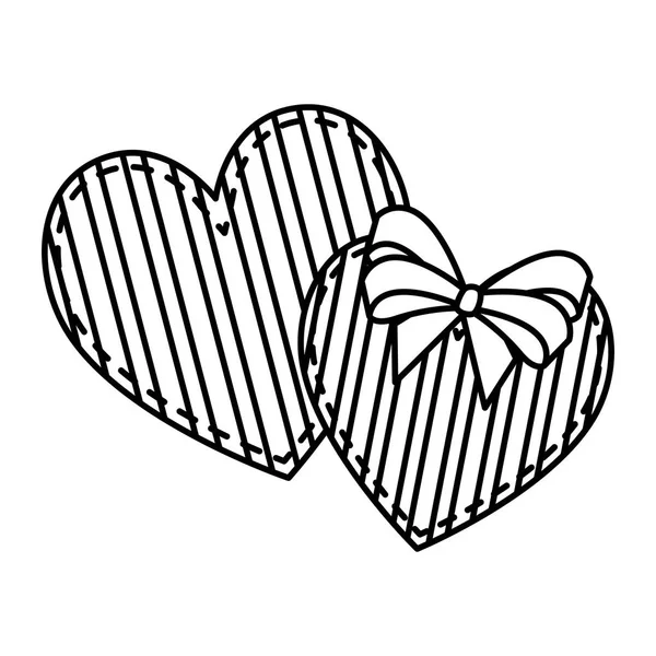 Coeurs amour avec des rayures carte de valentines — Image vectorielle