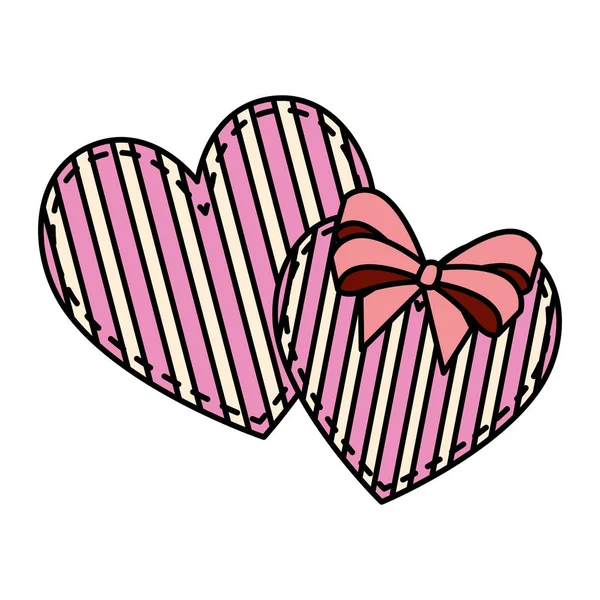 Hjärtan älskar med ränder valentines kort — Stock vektor