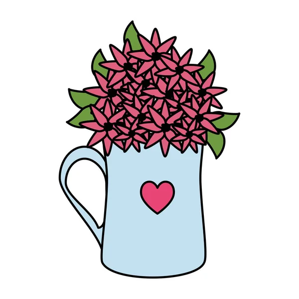 kahve fincanı ile kalp ve gül çiçek