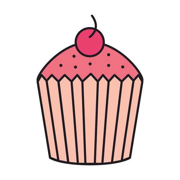 Dolce cupcake con ciliegia — Vettoriale Stock