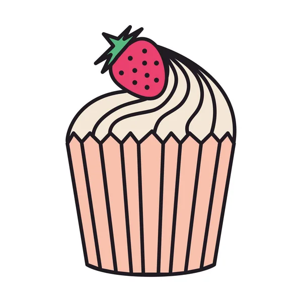 Sweet cupcake met aardbeien — Stockvector