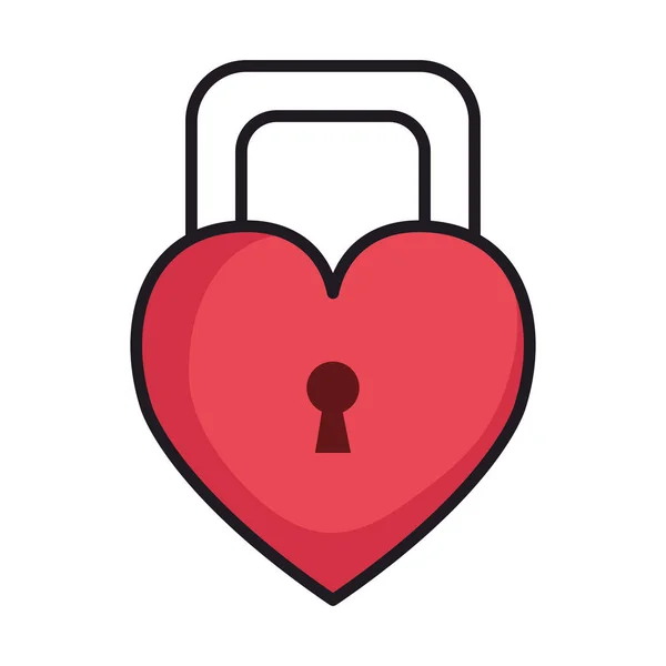 Padlock met hart love pictogram — Stockvector