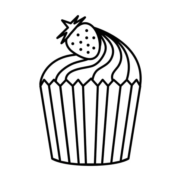 Süßer Cupcake mit Erdbeere — Stockvektor