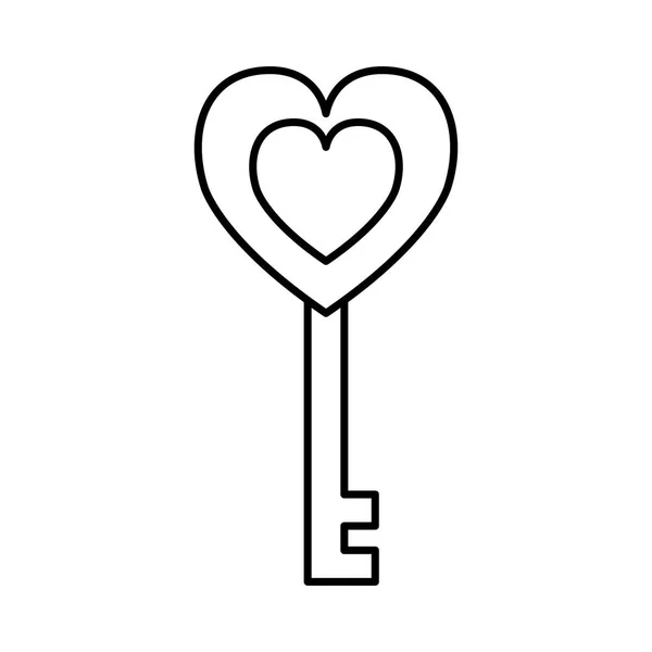 Antique key with heart love — Stock Vector