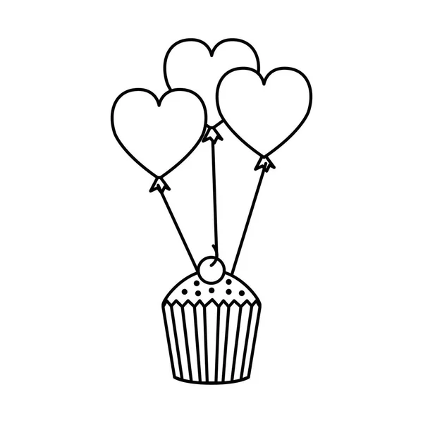 Balony party z ciastko w kształcie serca — Wektor stockowy