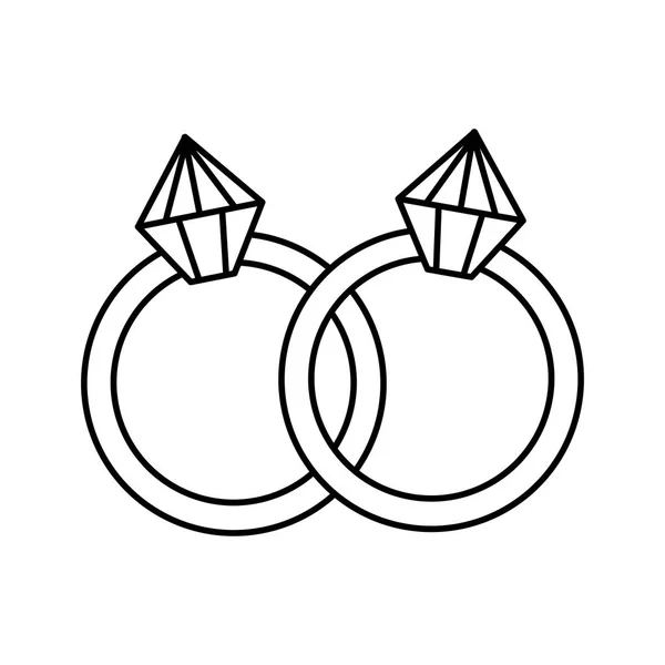 Anillos con iconos de diamantes — Vector de stock