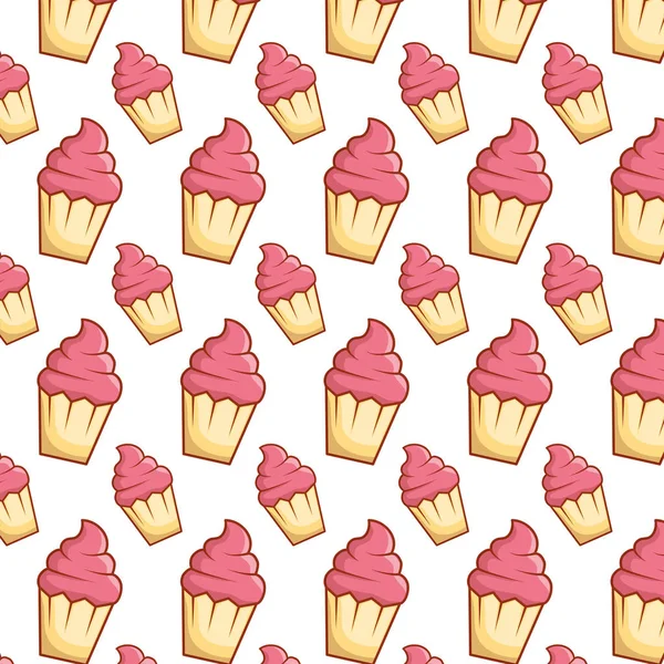 Süße Cupcakes Muster Hintergrund — Stockvektor