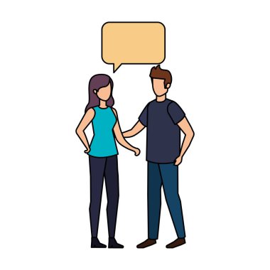 konuşma balonu karakterlerle genç çift
