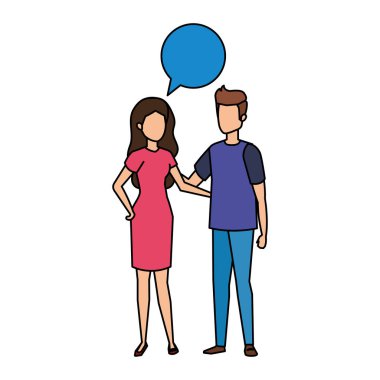 konuşma balonu karakterlerle genç çift