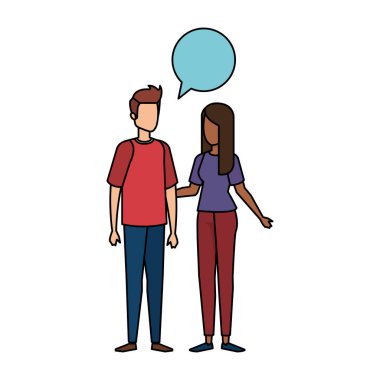 konuşma balonu karakterlerle genç çift