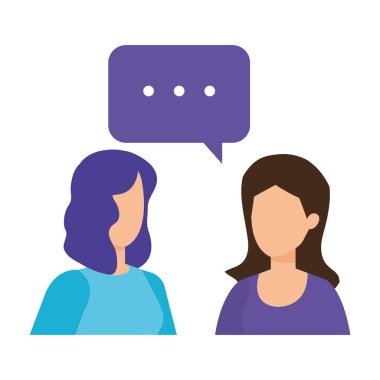 iki kız ile konuşma balonu vektör çizim tasarım