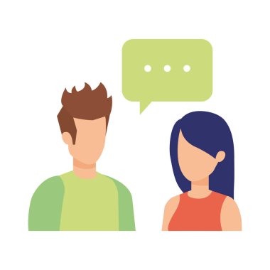 konuşma balonu karakterlerle genç çift