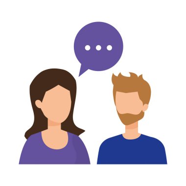 konuşma balonu karakterlerle genç çift