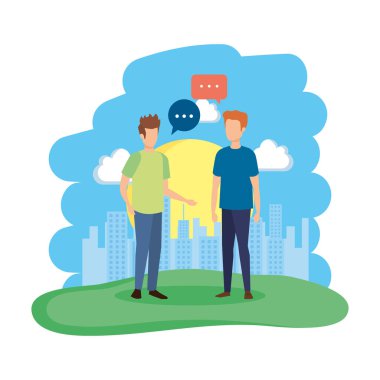 iki adam ile konuşma balonu kampında