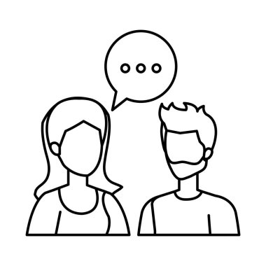 konuşma balonu karakterlerle genç çift