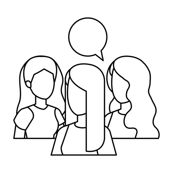 Grupo de chicas con burbuja del habla — Vector de stock