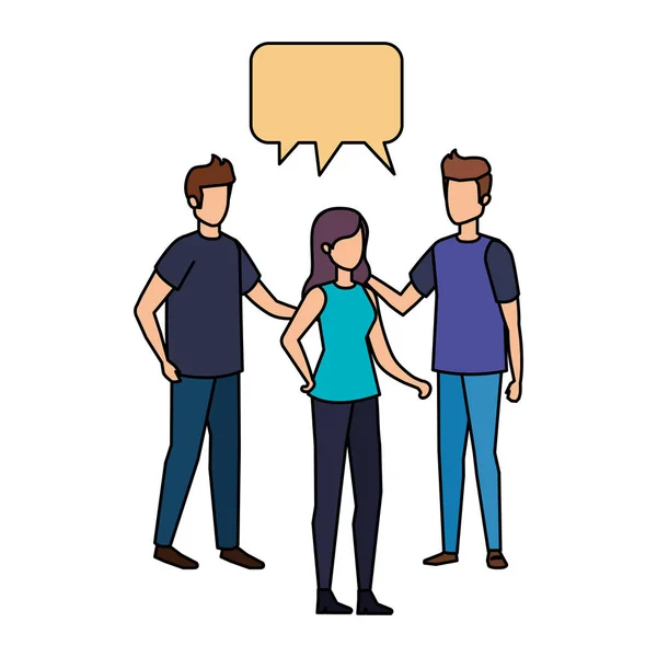 Group of people with speech bubble characters — Stock Vector