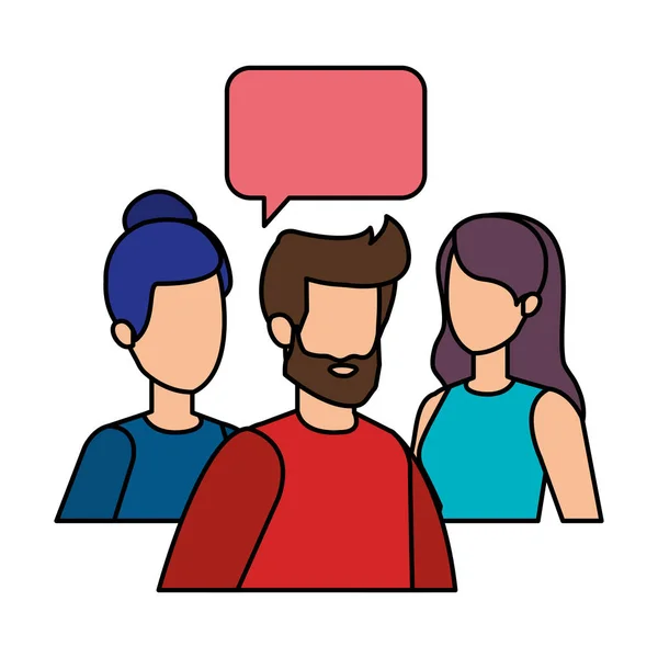 Grupo de personas con caracteres de burbuja del habla — Vector de stock