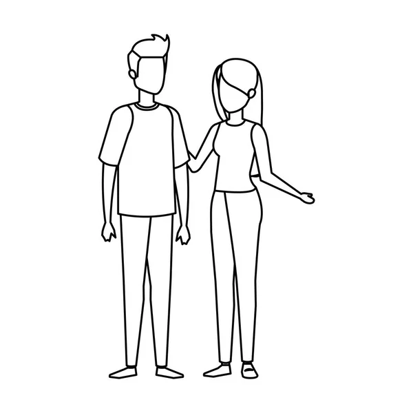 Icônes de personnages avatar couple — Image vectorielle