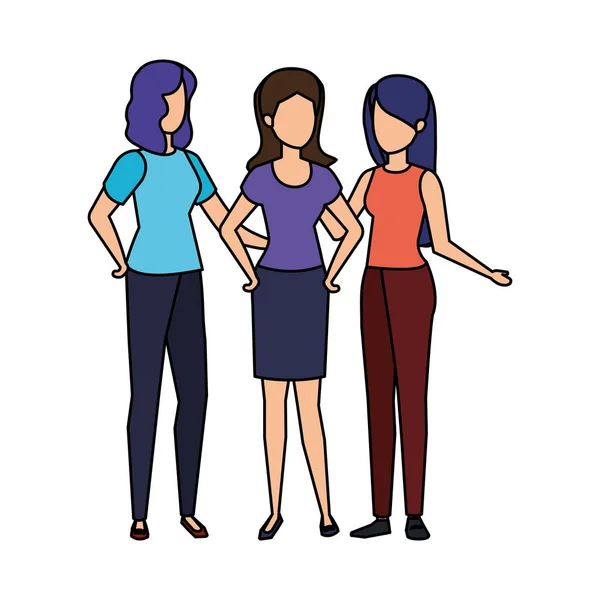 Grupa dziewcząt avatary znaków — Wektor stockowy