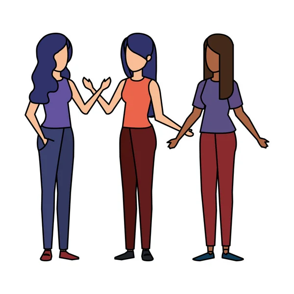 Grupp av flickor avatarer tecken — Stock vektor