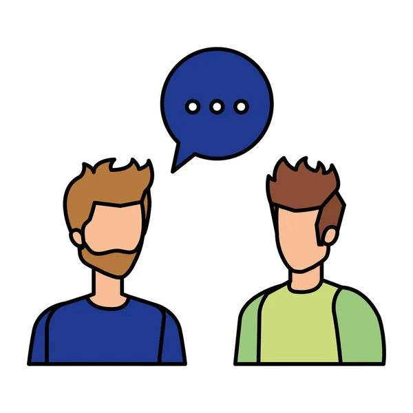 Couple of men with speech bubble — Stock Vector