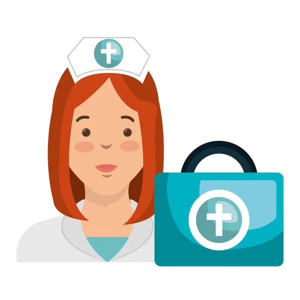 Infirmière avec caractère kit médical — Image vectorielle