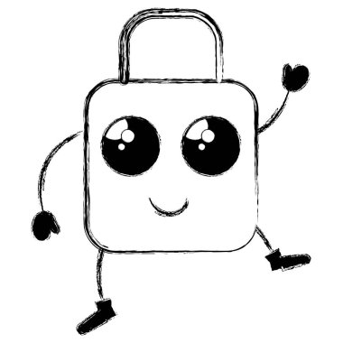 güvenli güvenli asma kilit kawaii karakter