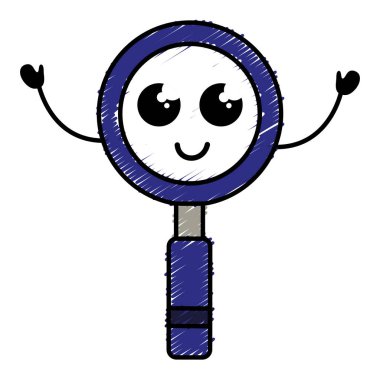 Büyüteç camı kawaii karakter arama