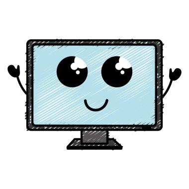 bilgisayar ekran kawaii karakter